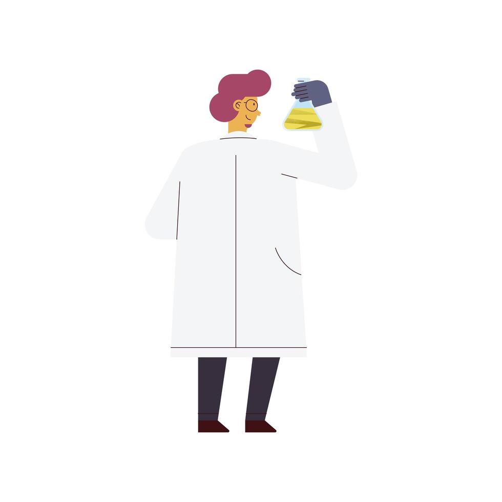 woman scientist with flask vector