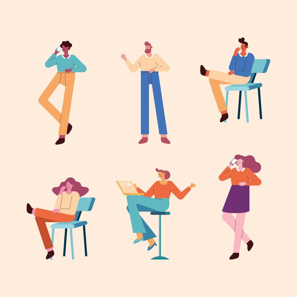 women and men with planned icons vector