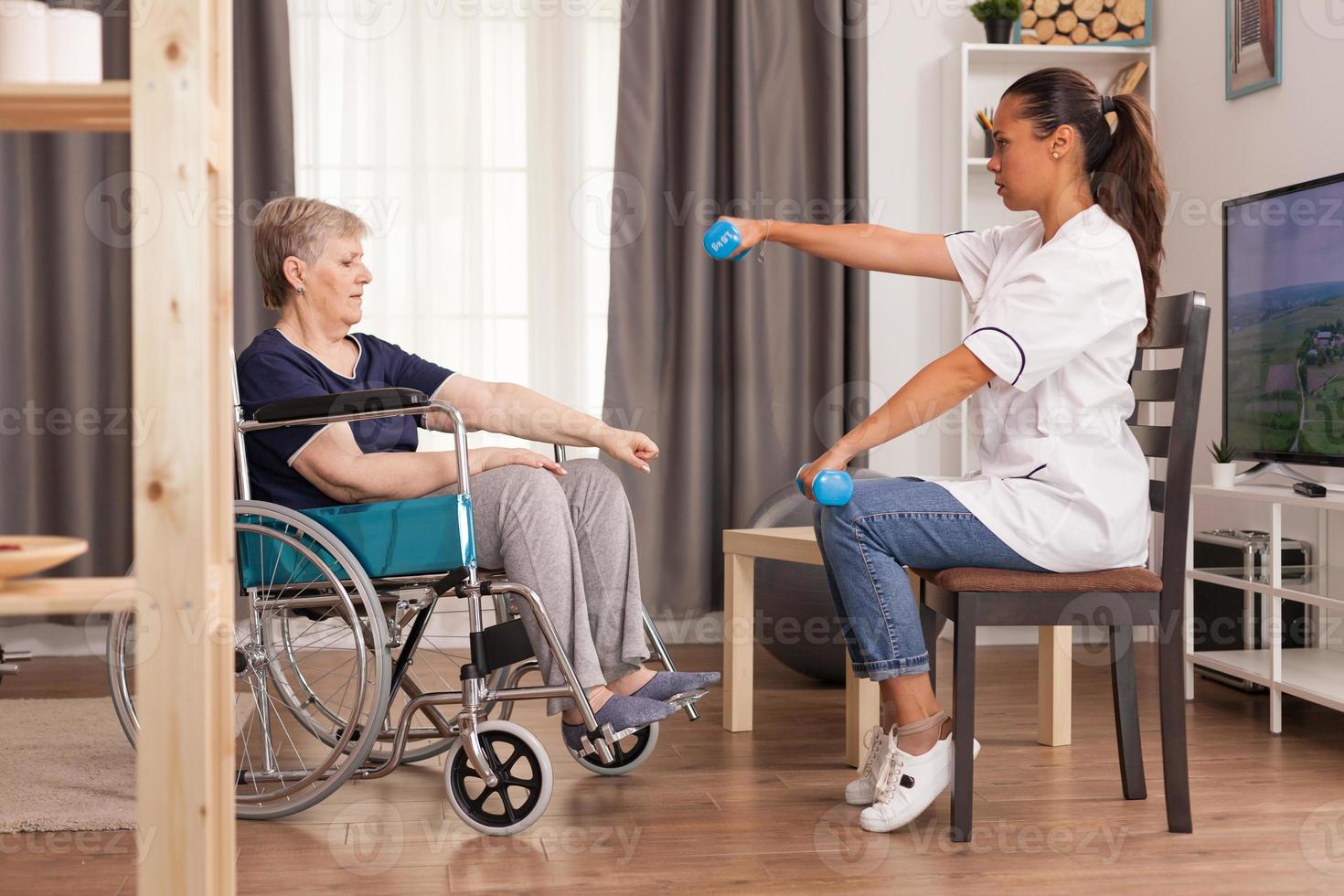 Senior woman physical rehabilitation photo