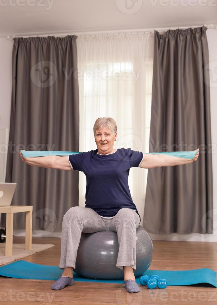 Training on balance ball photo