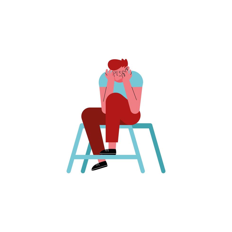 stressed man cartoon on chair vector