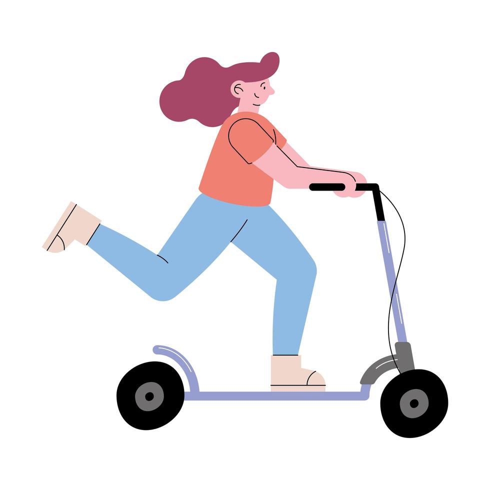 mujer en scooter electrico vector