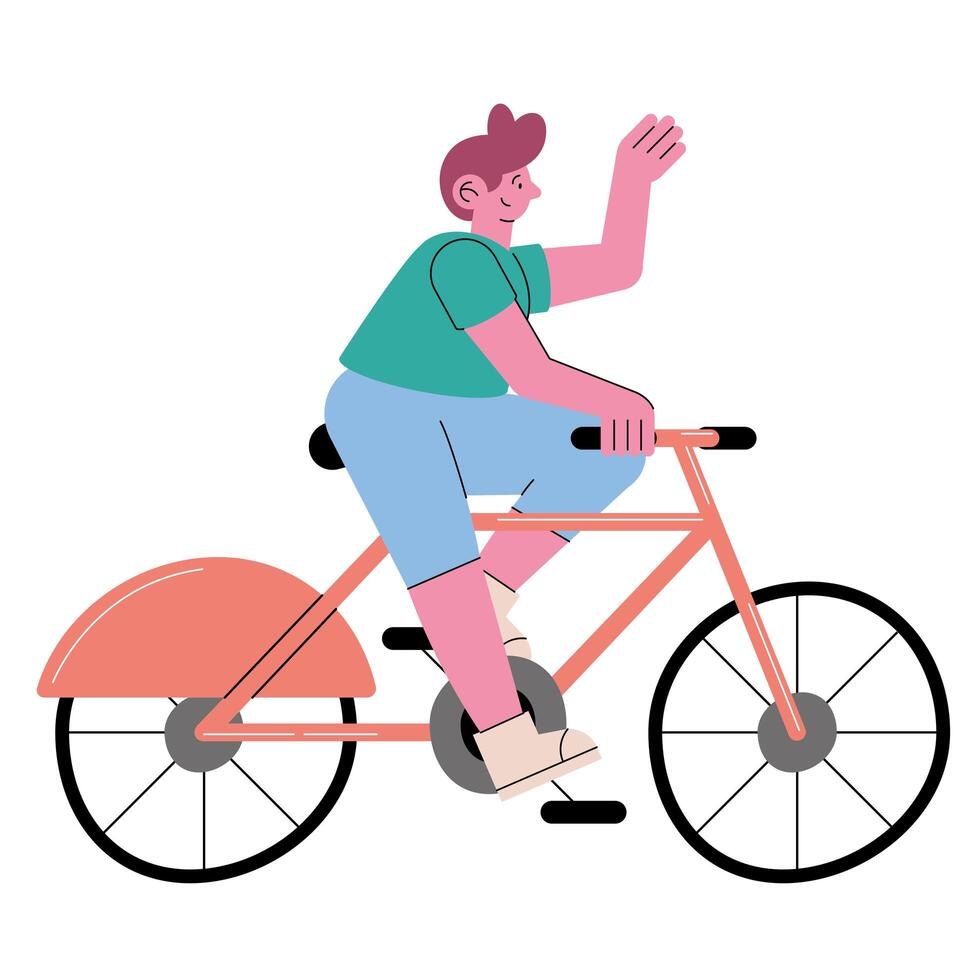 hombre montando bicicleta vector