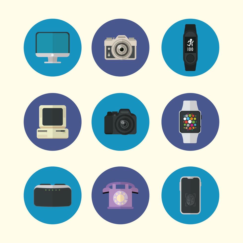 flat design gadgets technology icons vector