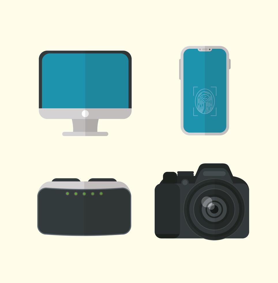 iconos de tecnología de gadgets de diseño plano vector