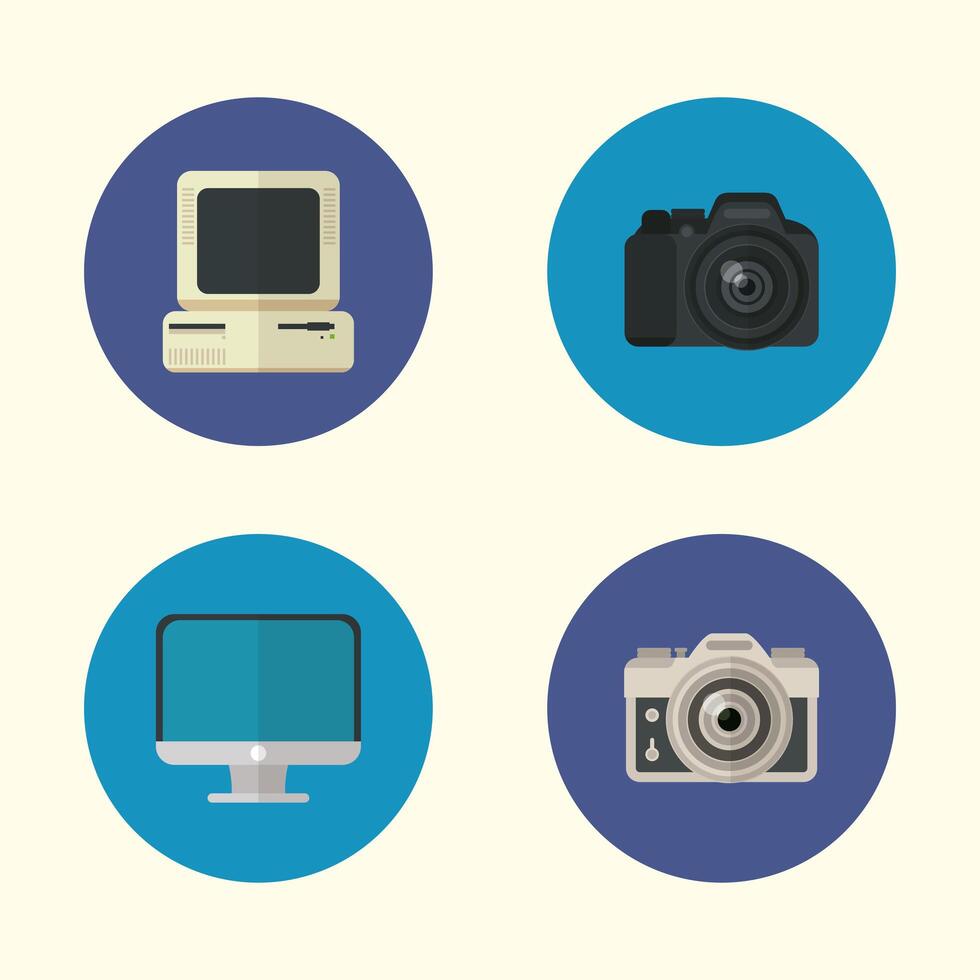 flat design gadgets technology icons vector