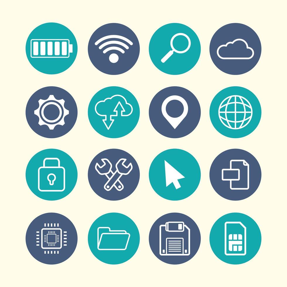 flat design gadgets technology icons vector