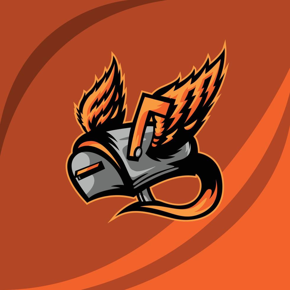 mailbox mascot with wings and tail, this cool and dashing image is suitable for an esports team logo or for a modern postal company, also suitable for t-shirt or merchandise designs vector