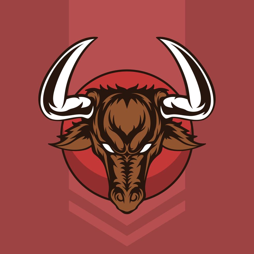 Rage bull head mascot, this cool and serious image is suitable for an esports team logo or for a cattle ranch company, also suitable for t-shirt or merchandise designs vector