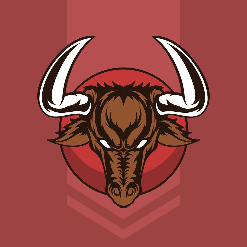 Rage bull head mascot, this cool and serious image is suitable for an esports team logo or for a cattle ranch company, also suitable for t-shirt or merchandise designs vector