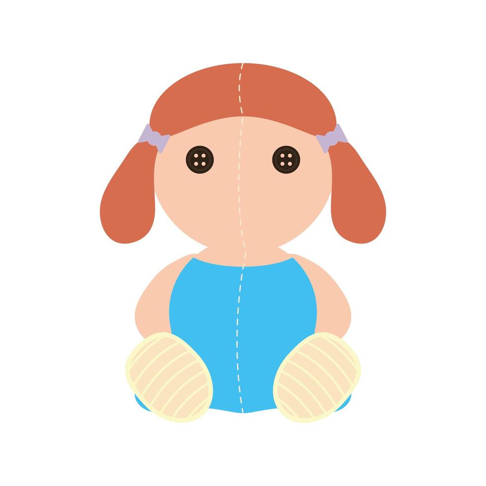 cute doll baby toy isolated icon vector