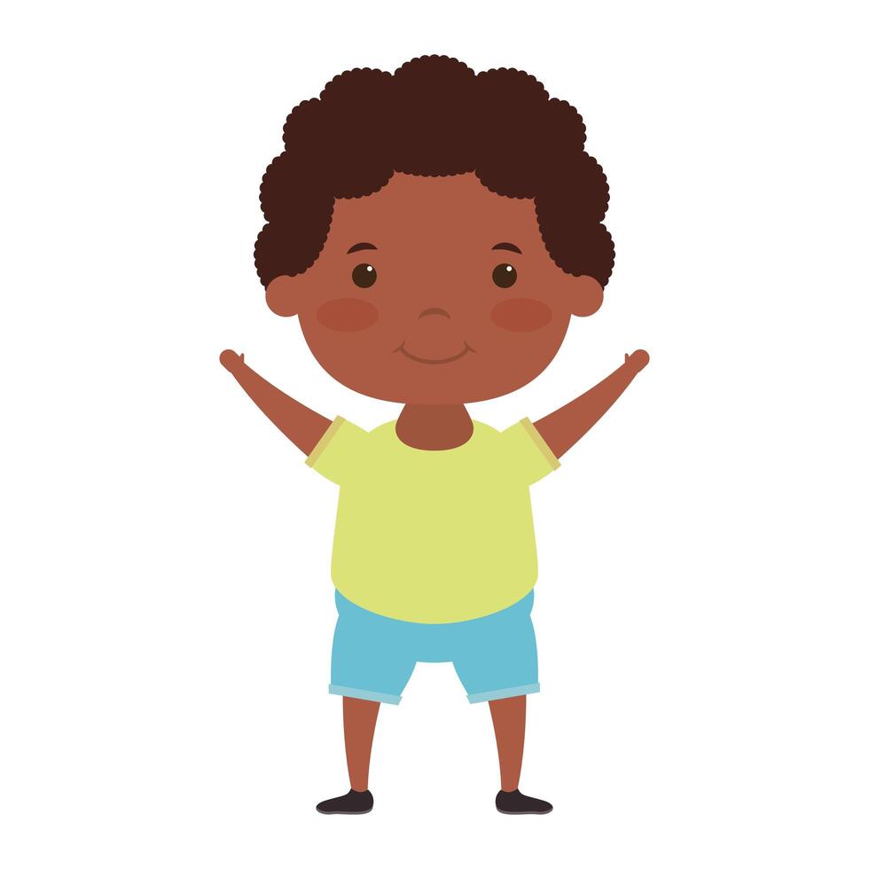 cute little afro boy comic character vector
