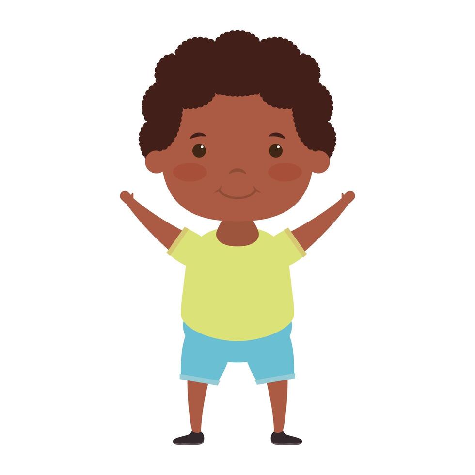 cute little afro boy comic character vector