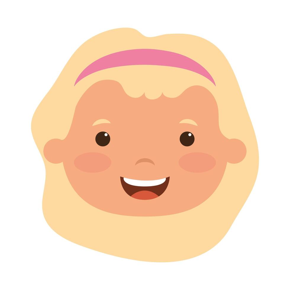 cute little girl head comic character vector