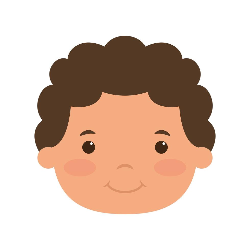 lindo personaje cómico de cabeza de niño pequeño vector