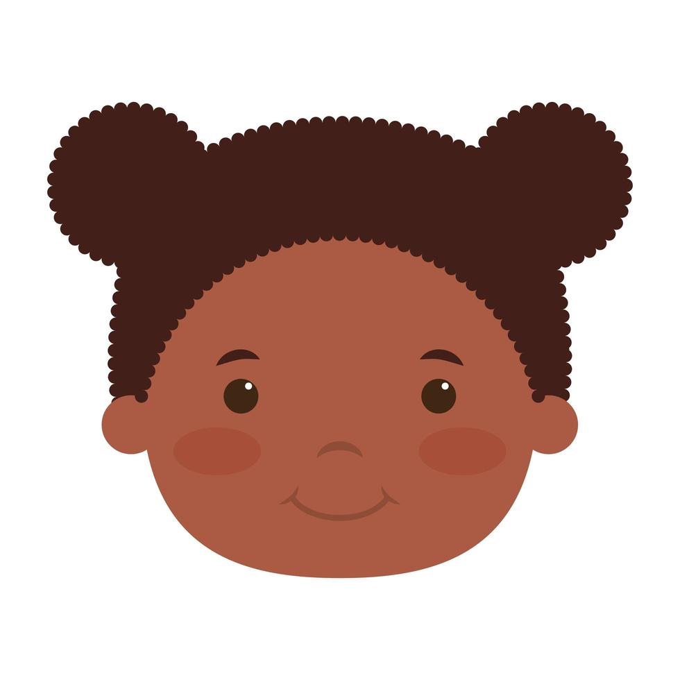 lindo personaje de cómic de cabeza de niña afro vector