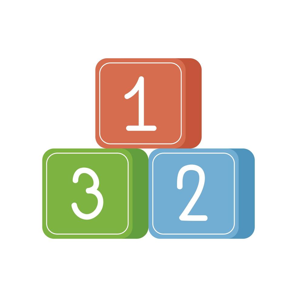 numbers blocks cute baby toy isolated icon vector