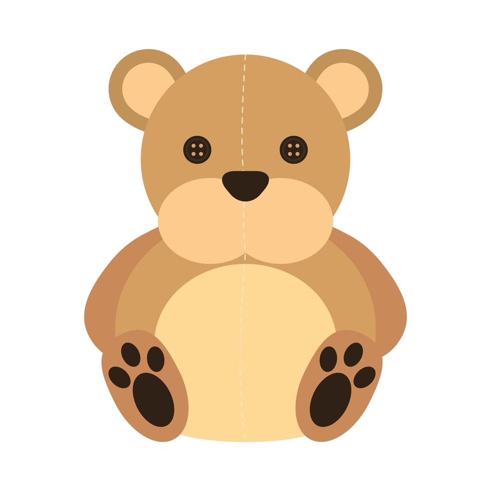 Lindo bebé oso de peluche icono aislado de juguete vector
