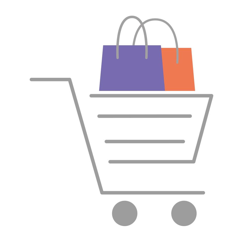 shopping bag paper and cart commercial icons vector