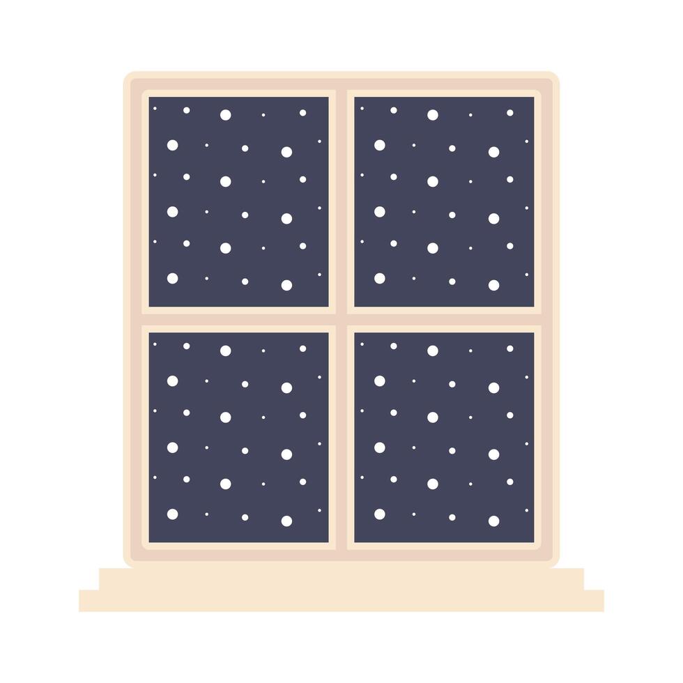 window house closed with night view vector