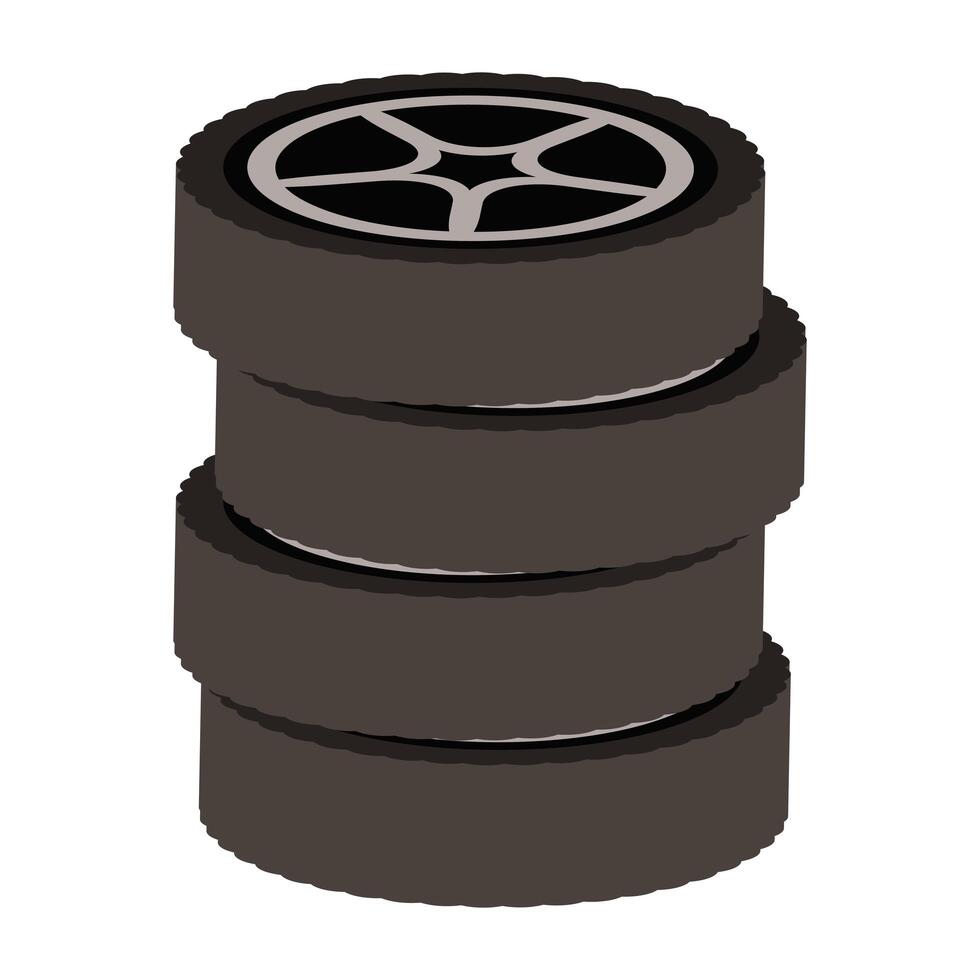 tires wheels cars isolated icon vector