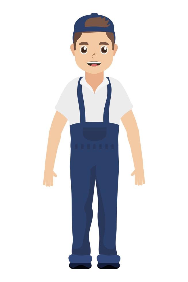 young mechanic worker avatar character vector