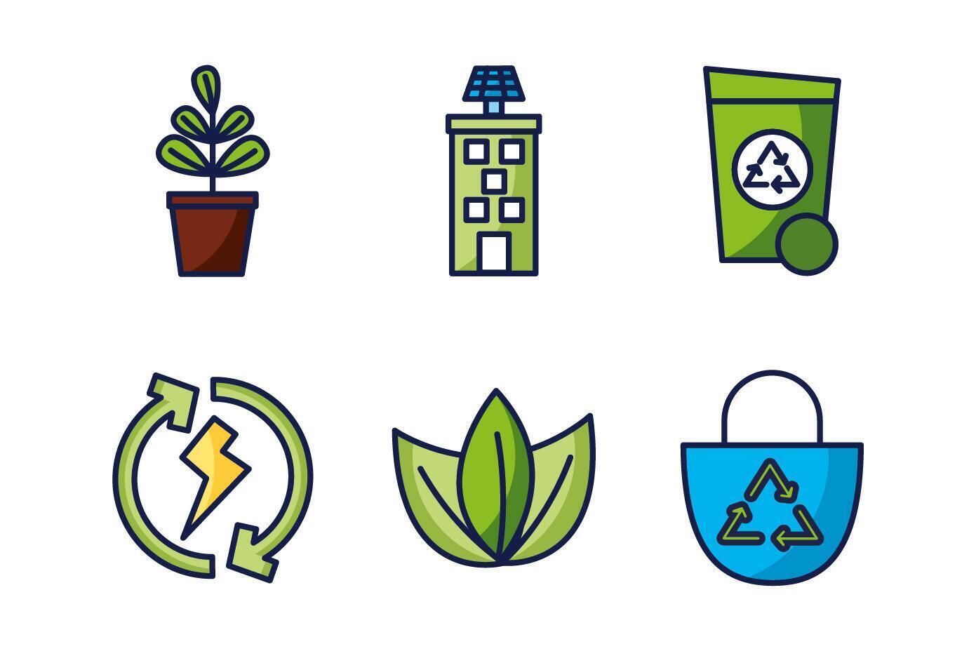 diseño de vector de conjunto de iconos de eco aislado