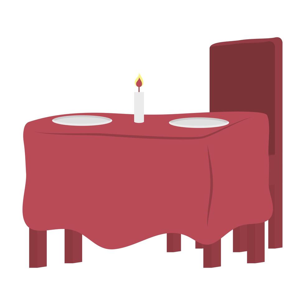 table restaurant with dish and candle vector