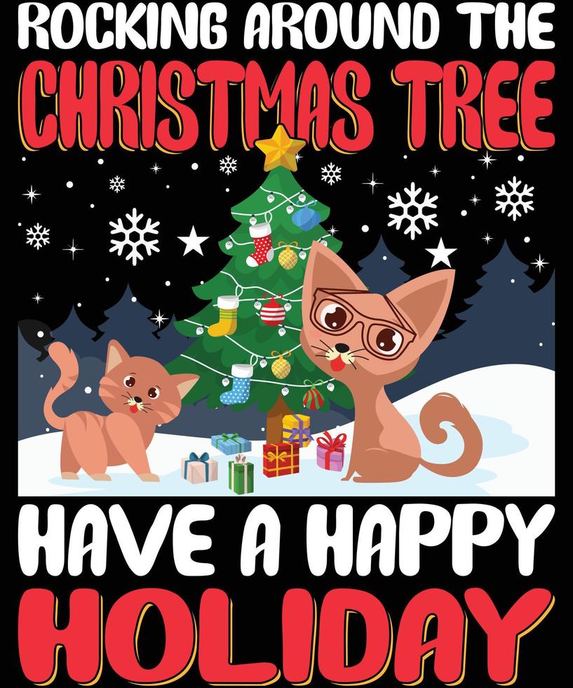 Cat Christmas T shirt Design vector
