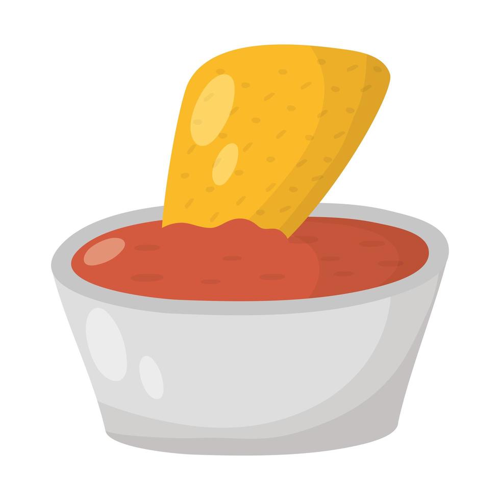 delicious mexican nachos with sauce hot vector