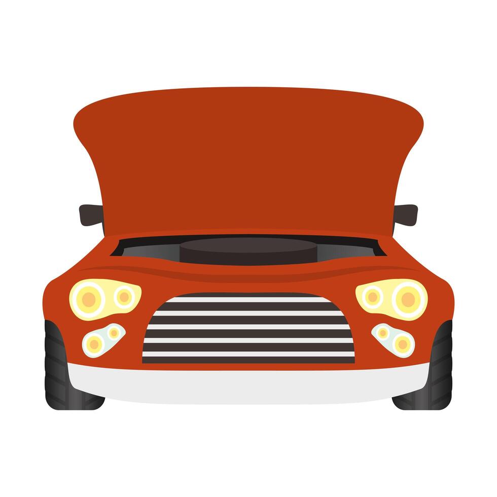 car with open bonnet mechanic icon vector