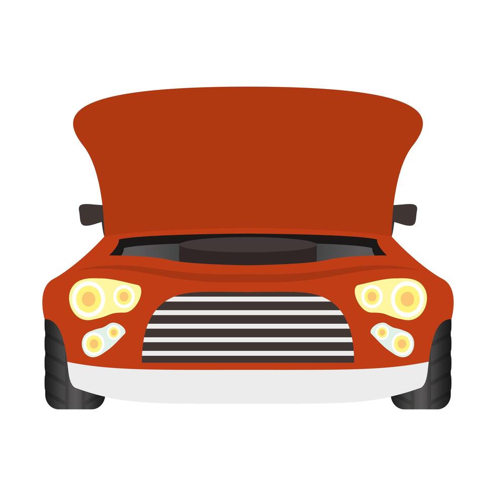 car with open bonnet mechanic icon vector