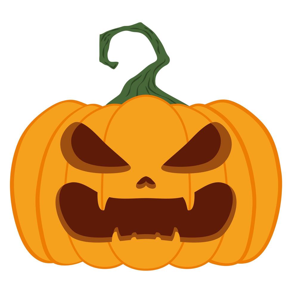 halloween pumpkin with face character vector