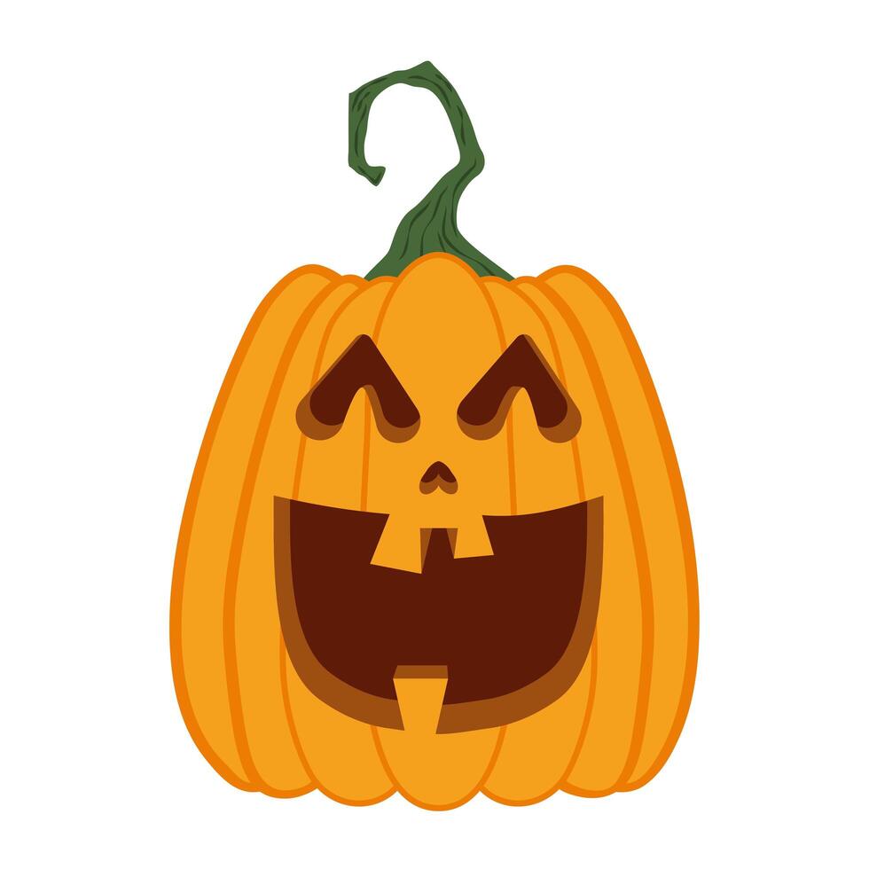 halloween pumpkin with face character vector