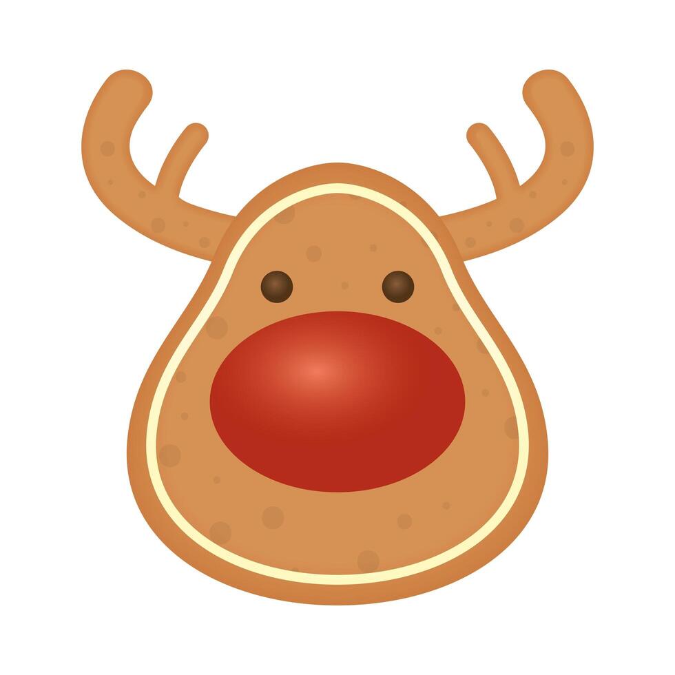 merry christmas cute reindeer head character vector