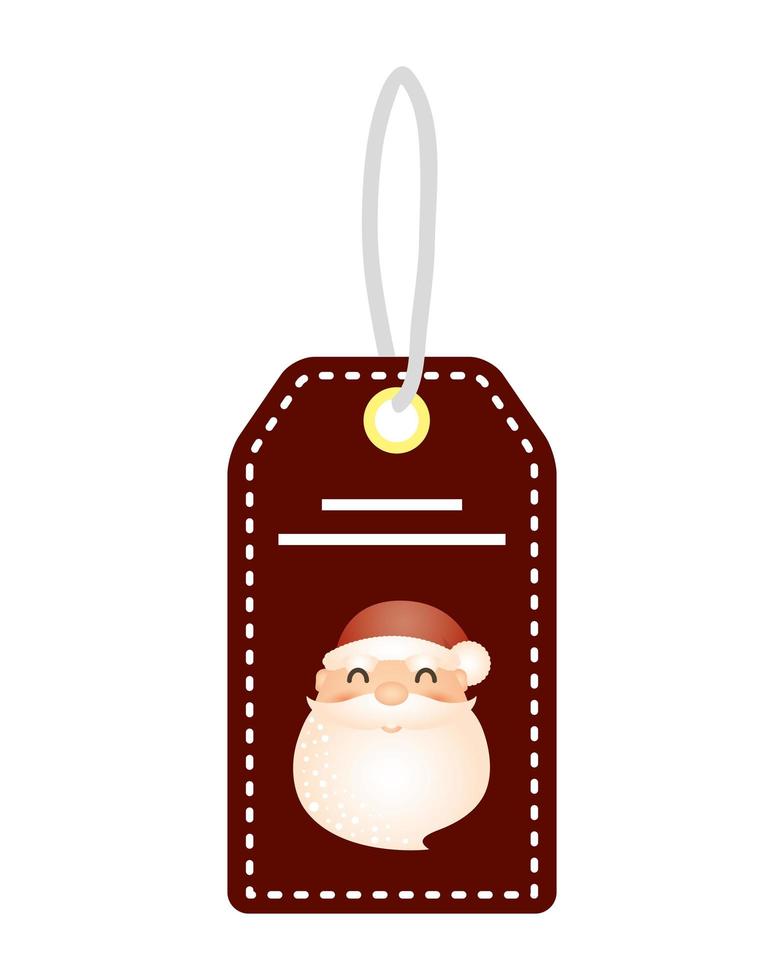merry christmas santa claus head in tag character vector