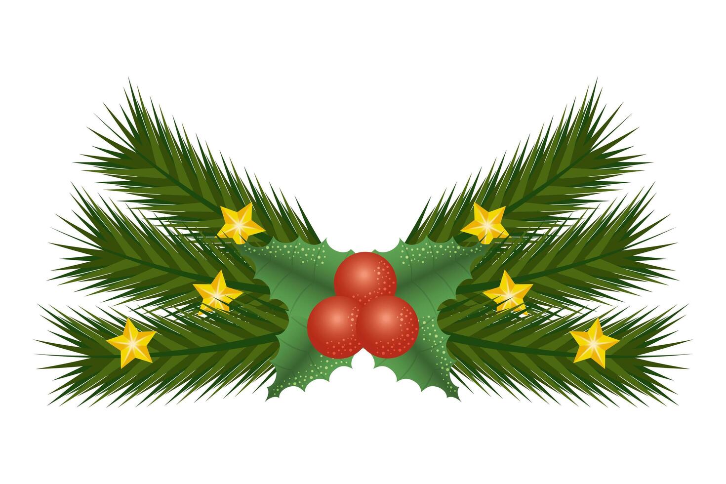 happy merry christmas leafs and seeds vector
