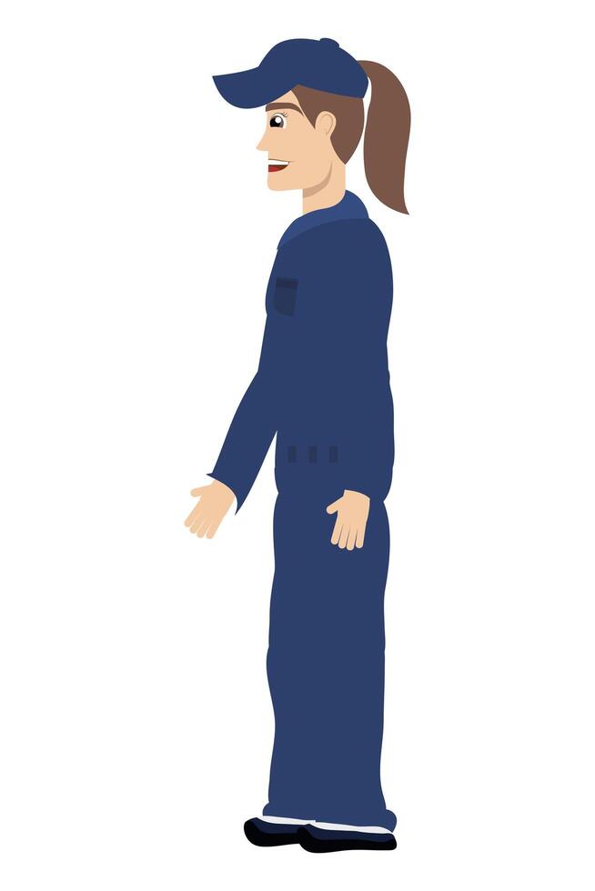 female young mechanic worker avatar character vector