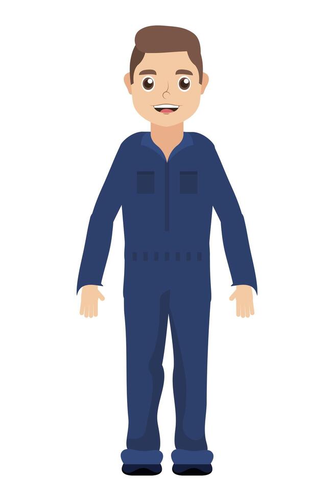 personaje de avatar de joven trabajador mecánico vector