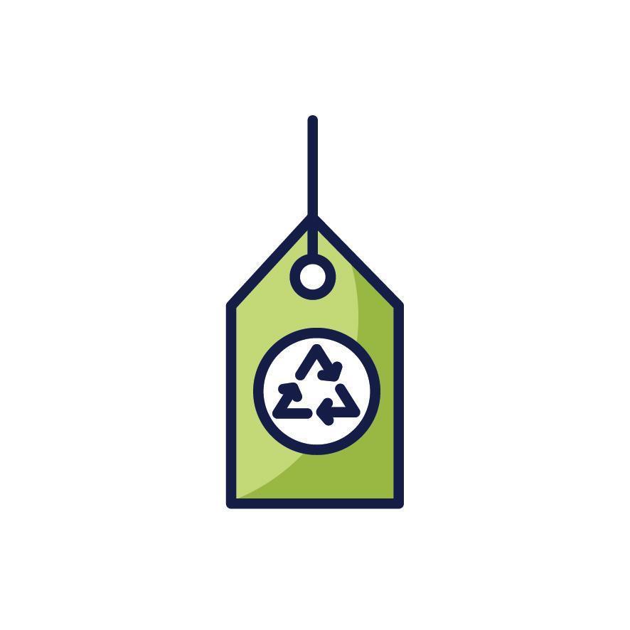 Diseño de vector de icono de etiqueta de reciclaje aislado