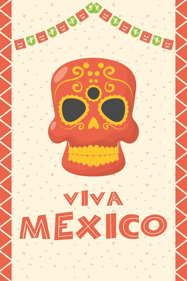 viva mexico celebration with death mask vector