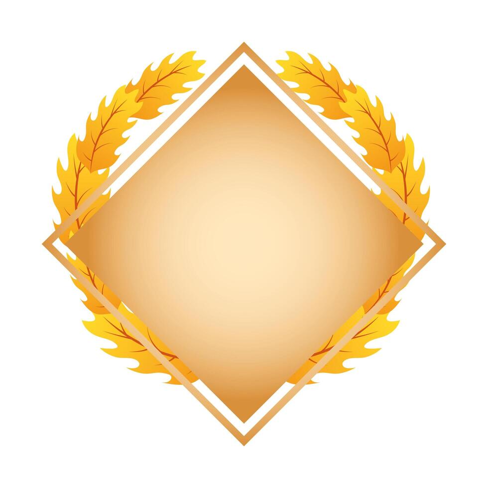 autumn square frame with leafs decoration vector