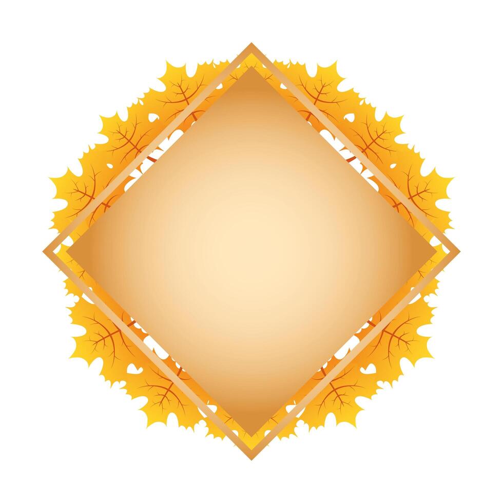 autumn square frame with leafs decoration vector