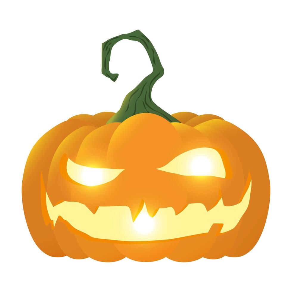 lámpara de calabaza de halloween con personaje de cara vector