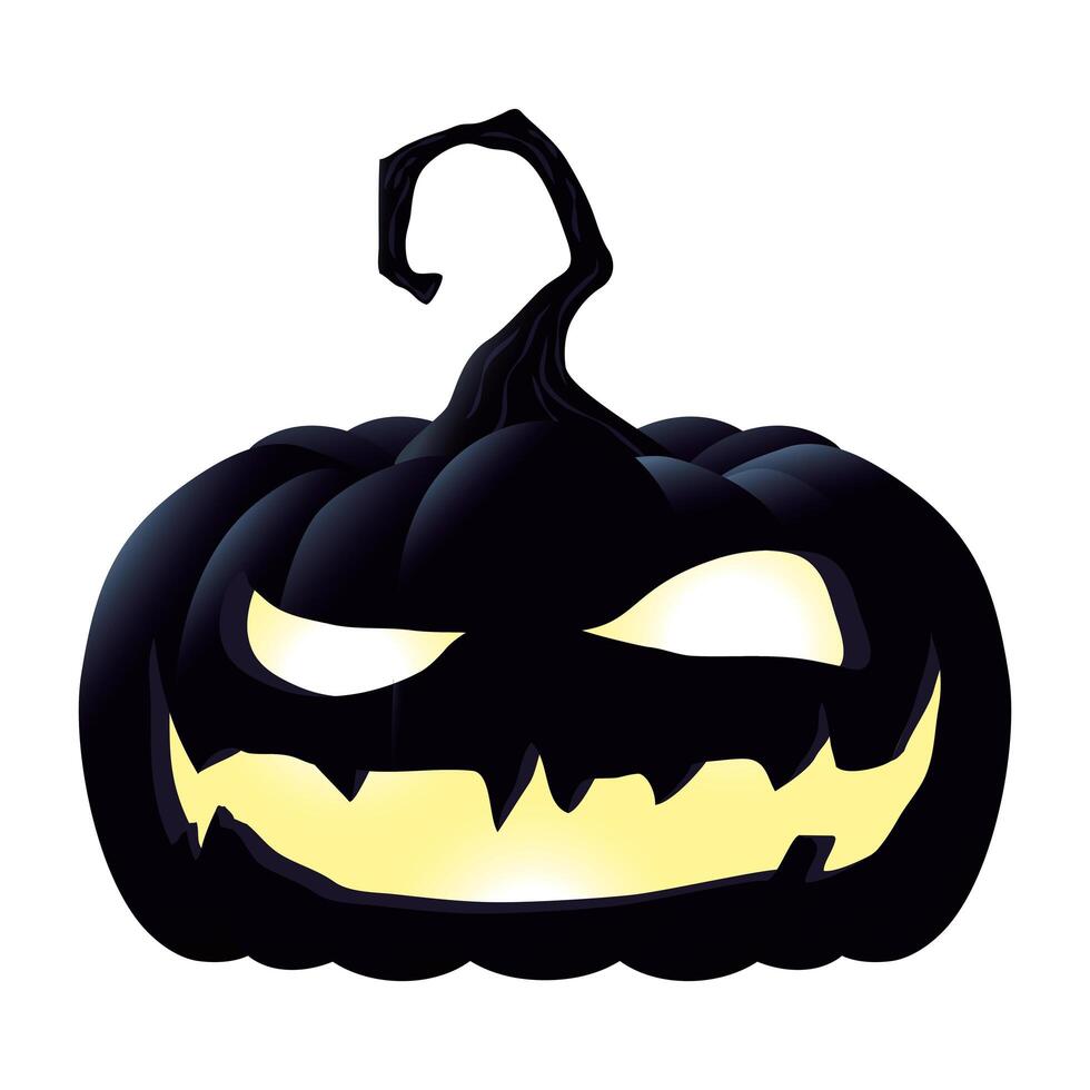 halloween pumpkin lamp with face character vector