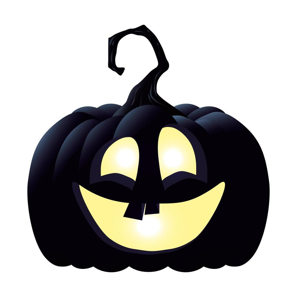 halloween pumpkin lamp with face character vector