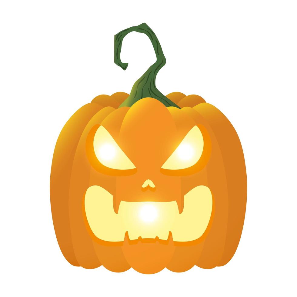 halloween pumpkin lamp with face character vector