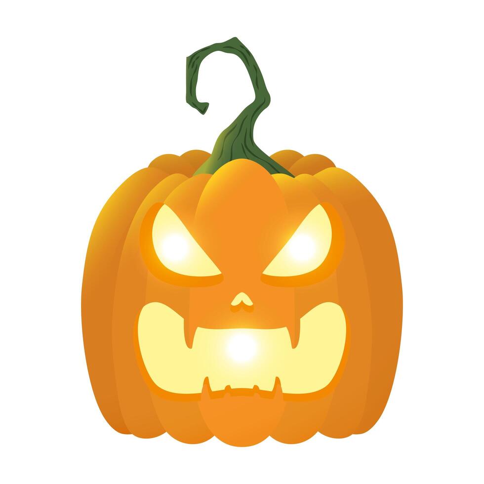 lámpara de calabaza de halloween con personaje de cara vector