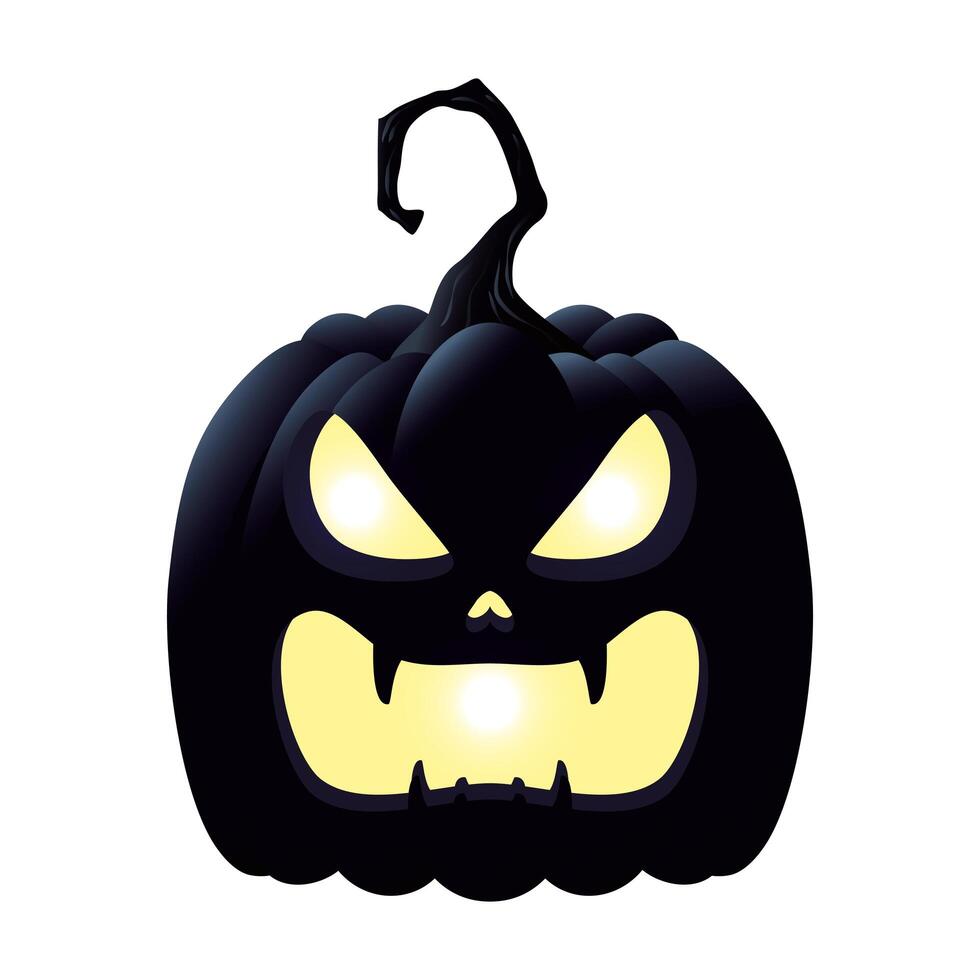 halloween pumpkin lamp with face character vector