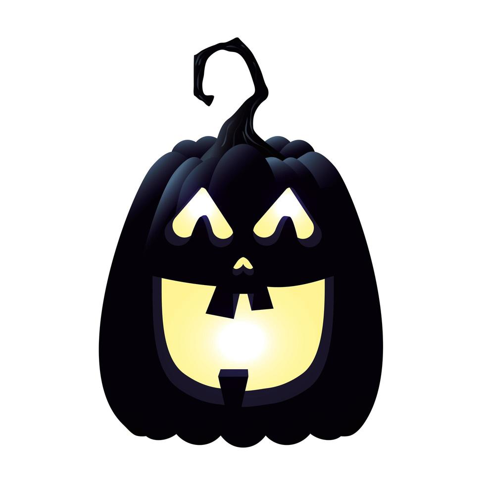 halloween pumpkin lamp with face character vector